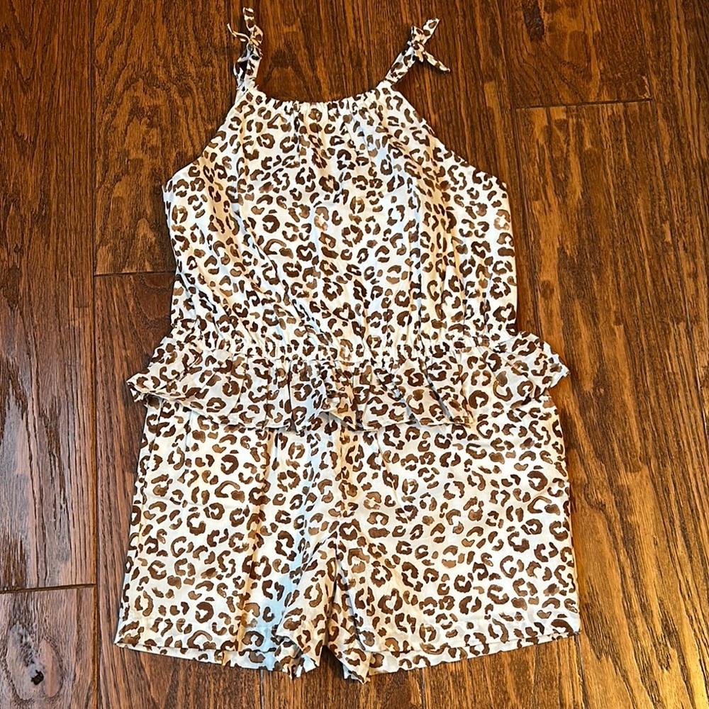 Janie and Jack Leopard Print Romper- size 6 NWT